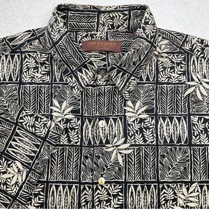 Tori Richard Leaf Study Cotton‎ Lawn Shirt Medium Short Sleeve Button Up Brown
